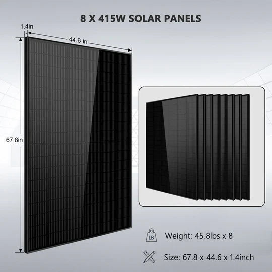 SunGold Off-Grid Solar Kit | 6500W/8000W 48VDC 120V/240V | LiFePO4 10.24KWH/20.48KWH Lithium Battery | 3320W Solar PV