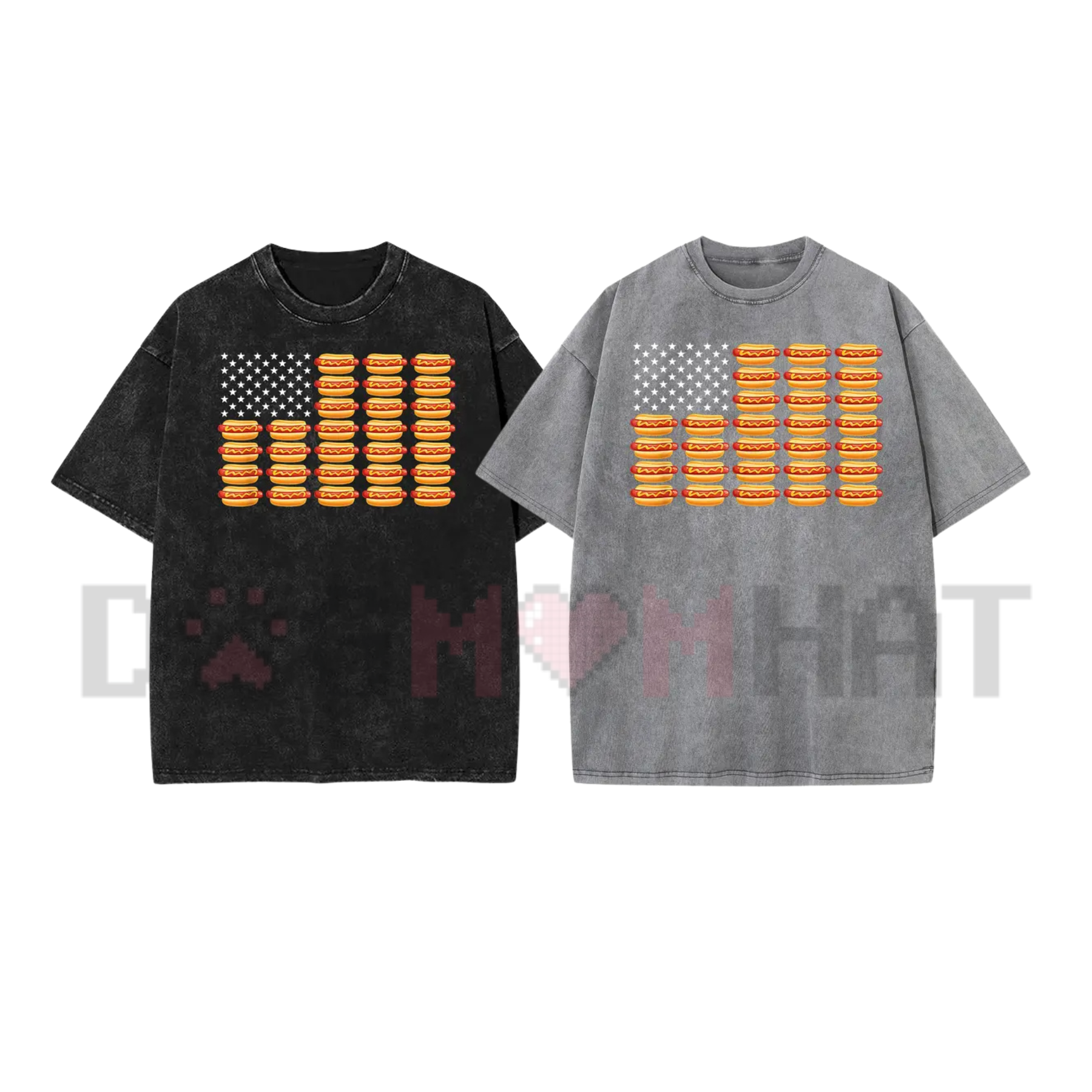 Hot Dog American Flag Patriotic BBQ T-Shirt