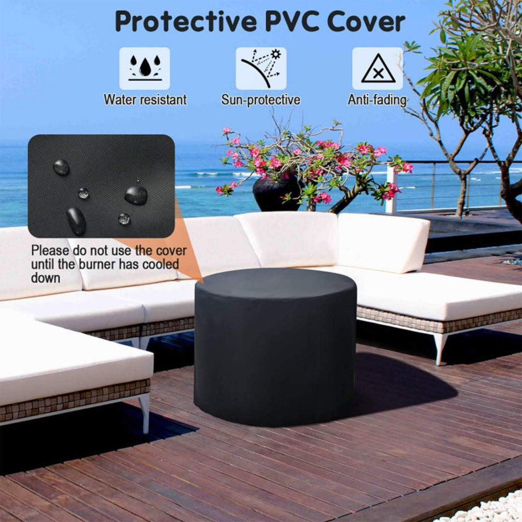 Alora 30K BTU Premium Outdoor Patio Gas Fire Pit Table With Fire Glass And Cover, 32" (SAK17432)