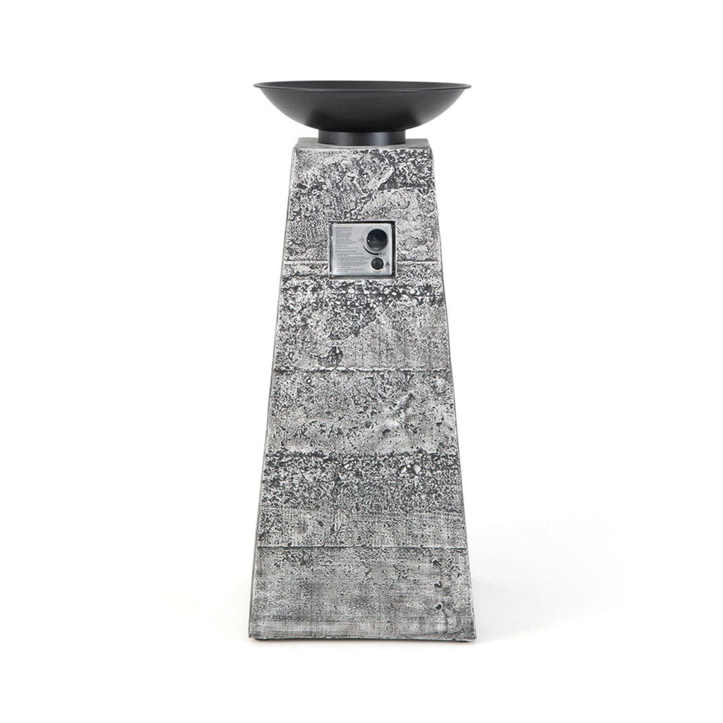 48-Inch Large Outdoor Propane Fire Bowl Column With Cover & Lava Rocks (SAK70938)