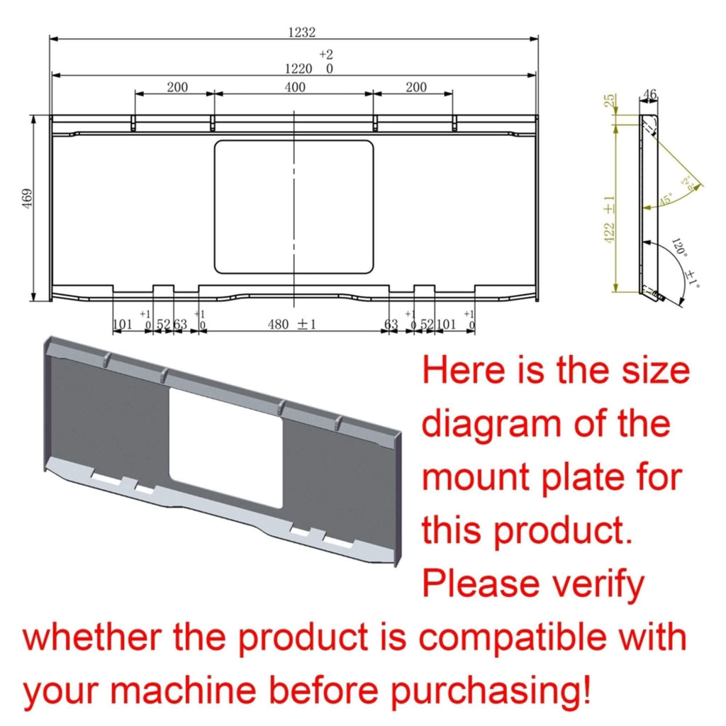 74-Inch Heavy-Duty Skid Steer Trip Edge Snow Pusher Attachment (SAK34098)