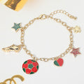Portugal Soccer Ball Shoe Star Charm Station Bracelet