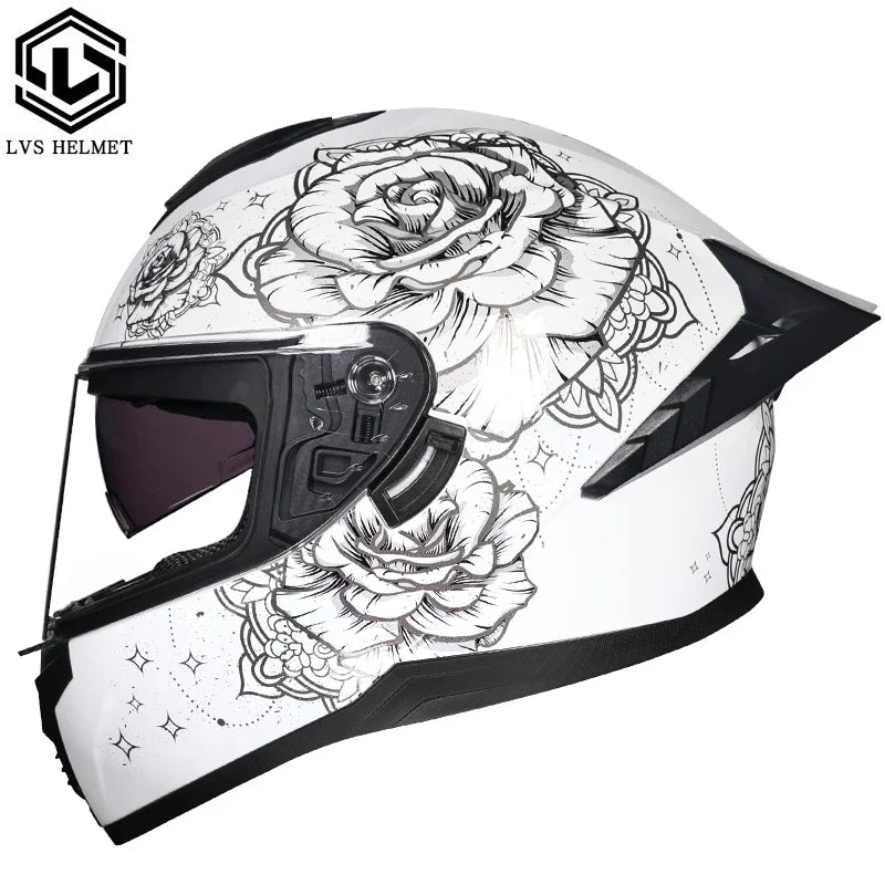 Full Face Racing Helmets Winter Warm Double Visor Motorcycle Helmet Motorbike Sports helmet LVS-701