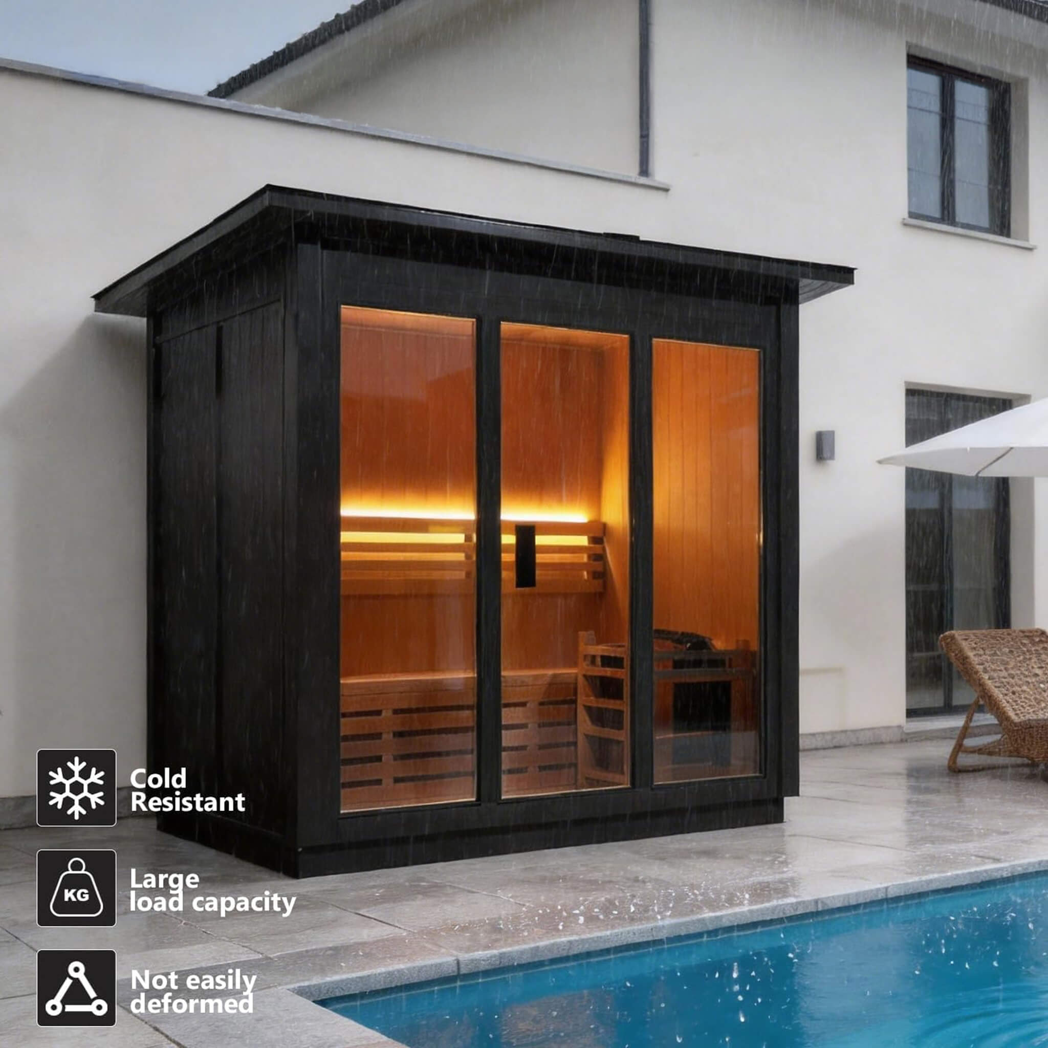 Custom 8-Person Luxury Spruce Outdoor Steam Sauna With Heater And Stones [Made-To-Order] (SAK51642)