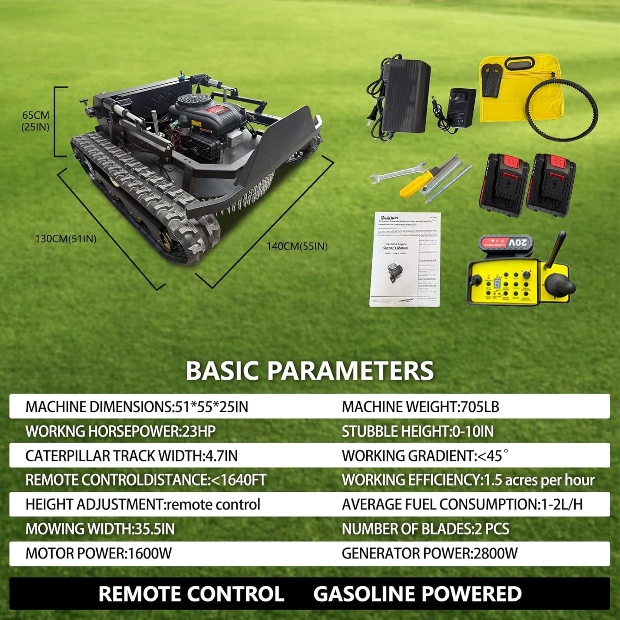 OVK Heavy-Duty 23HP Remote-Controlled Track Mower With 35-Inch Deck (SAK62581)