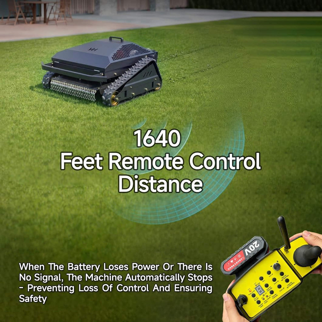 OVK Heavy-Duty 452CC 31-Inch Remote-Controlled Tracked Lawn Mower (SAK38617)