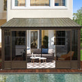 [12X14FT] Alora Haven Large Outdoor All-Season Wall-Mounted Sunroom With Galvanized Steel Roof & Moveable PVC Screen (SAK46475)