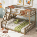 Shared Kids Room Twin XL Over Queen Wood Bunk Bed with Ladder and Guardrails, Walnut | Just Better Bunk Beds