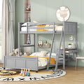 Space-Saving Twin Over Full Wood Bunk Bed with Desk in Gray | Just Better Bunk Beds