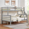 Space-Saving Twin Over Full Wood Bunk Bed with High Guardrail, Ladder, Gray Finish | Just Better Bunk Beds