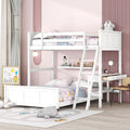 Study Ready Twin Over Full Wood Bunk Bed with Desk White Finish for Kids Shared Rooms | Just Better Bunk Beds