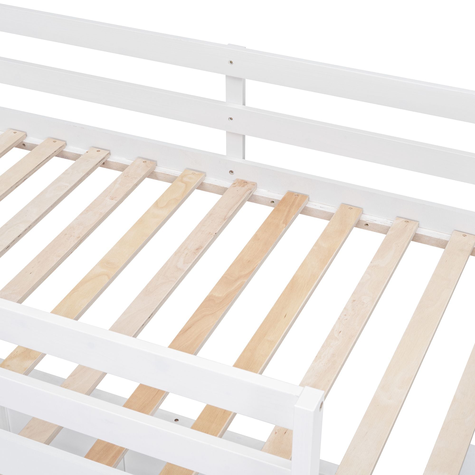 Study Ready Twin Over Full Wood Bunk Bed with Desk White Finish for Kids Shared Rooms | Just Better Bunk Beds