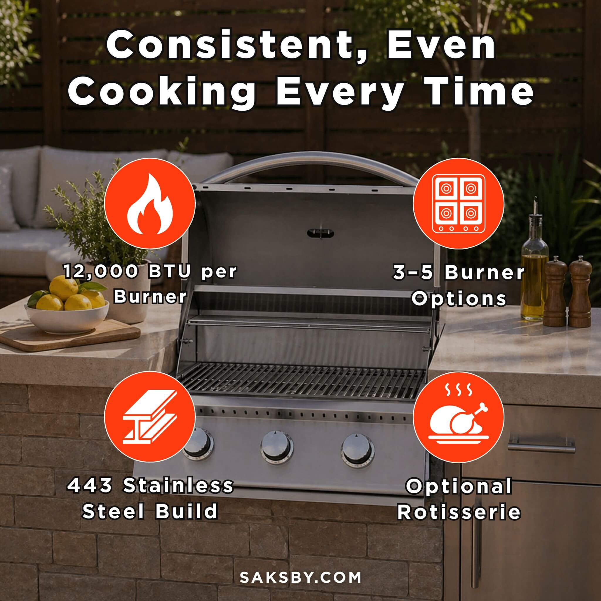 Summerset Sizzler Built-In Propane Gas Grill [SIZ26/32/38] (SAK71502)